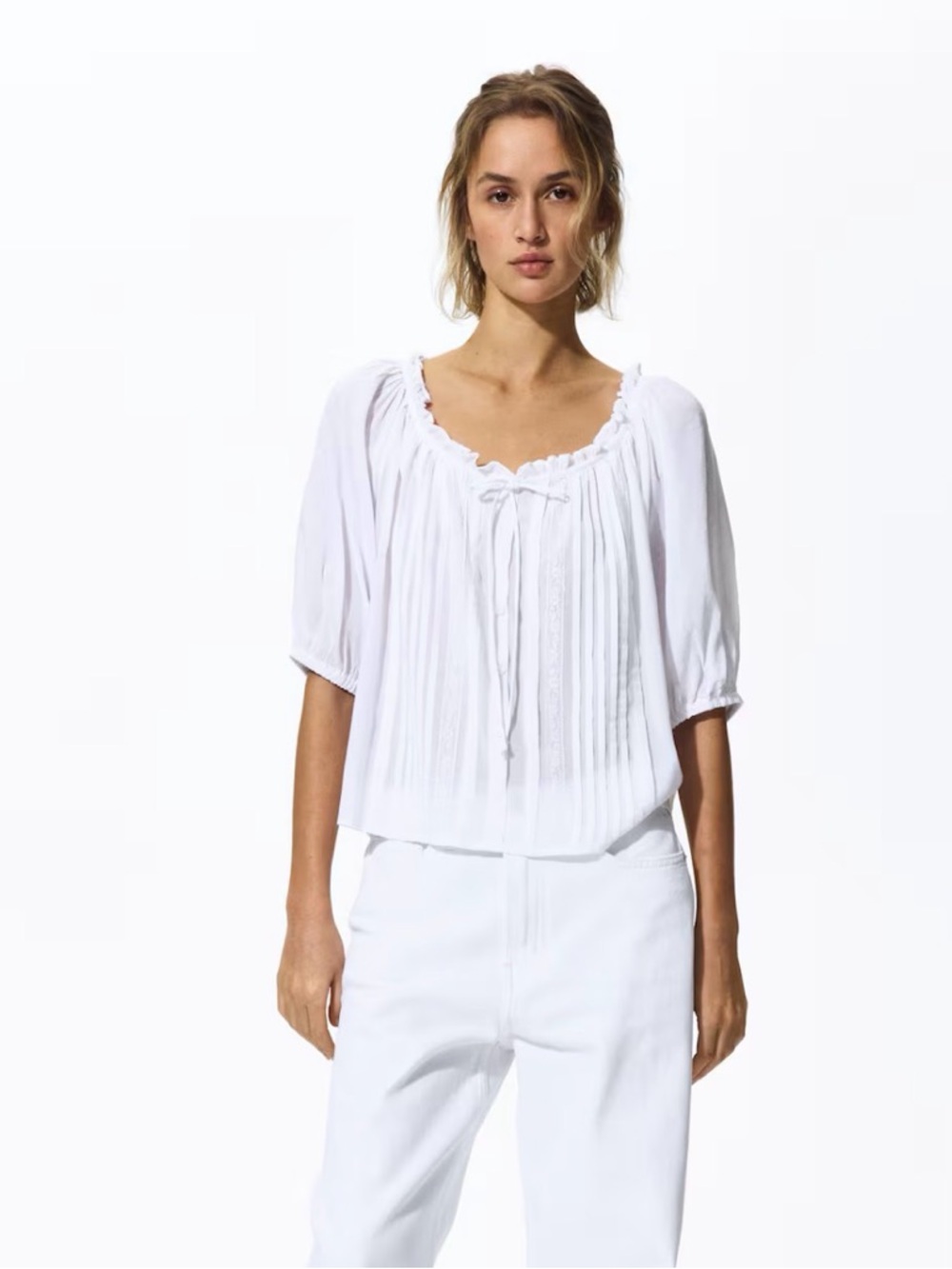 H&M BLOUSE WITH PINTUCKS